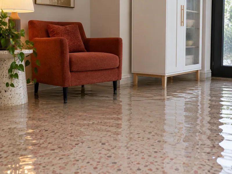 Water Extraction Near Meadowmere Park — standing water around furnishings