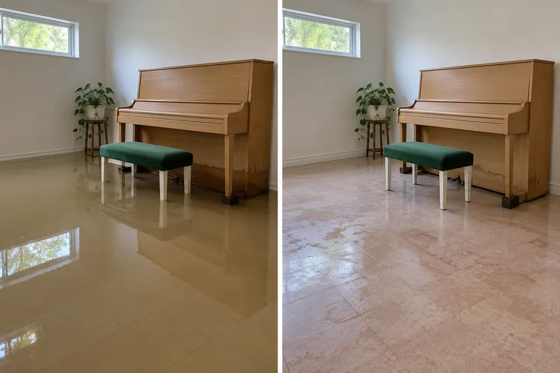 Water Extraction Near Oak Grove Park — same room before and after pooled water removal
