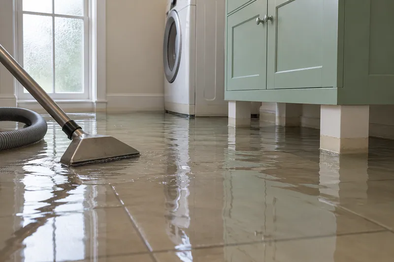 Water Extraction in Grapevine — pickup wand and hose in a flooded utility room